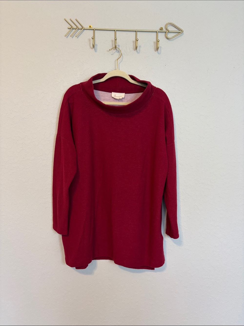 By Anthropologie Raspberry Red Oversized Sweater Top Size XL